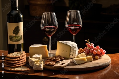 A cheese and wine pairing.