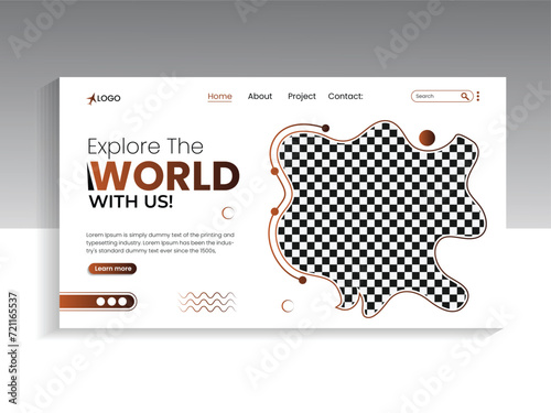 Travel and tourism landing page banner template, Modern flat style landing page,
promotion and advertising traveling concept website design.
