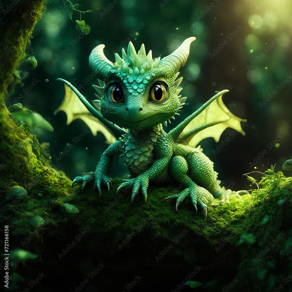 Cute little green dragon. Cute little green dragon.