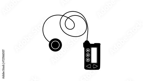 insulin pump, black isolated silhouette
