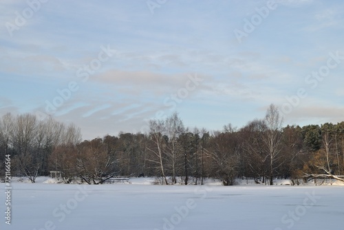 Winter fishing on the river  nature.