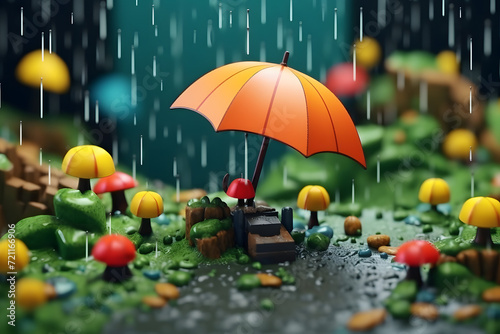 3d rendering of rainy season elements photo