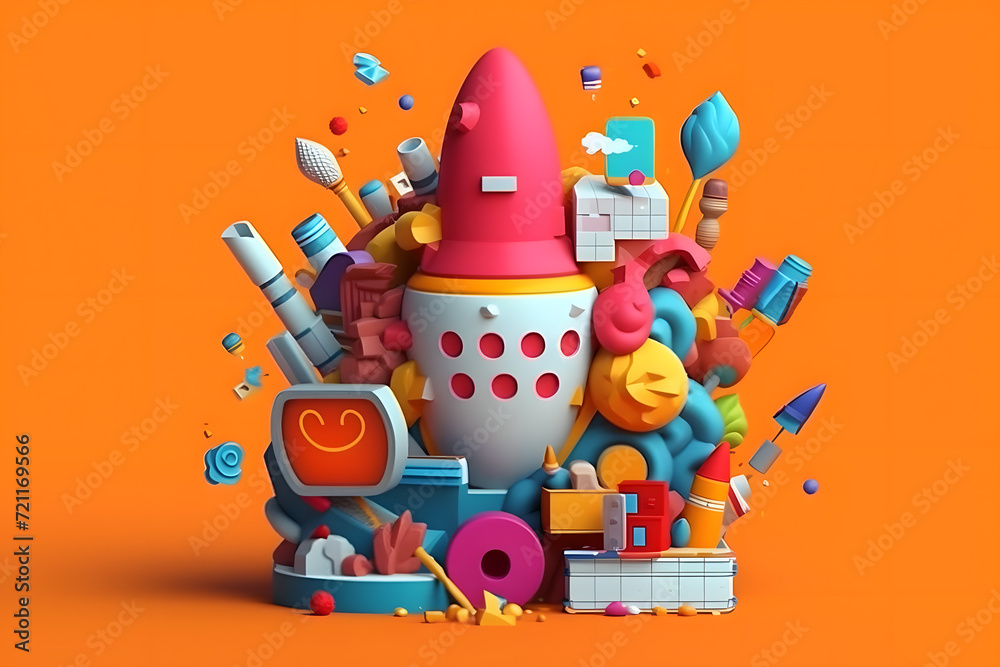Obraz premium 3d rendering of startup elements