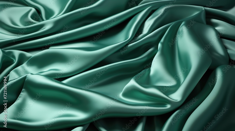 Fototapeta premium Dreamy Meadow Silk: A Soft and Smooth Green Satin Fabric Weave Adorns the Wallpaper, Adding a Touch of Opulent Sophistication