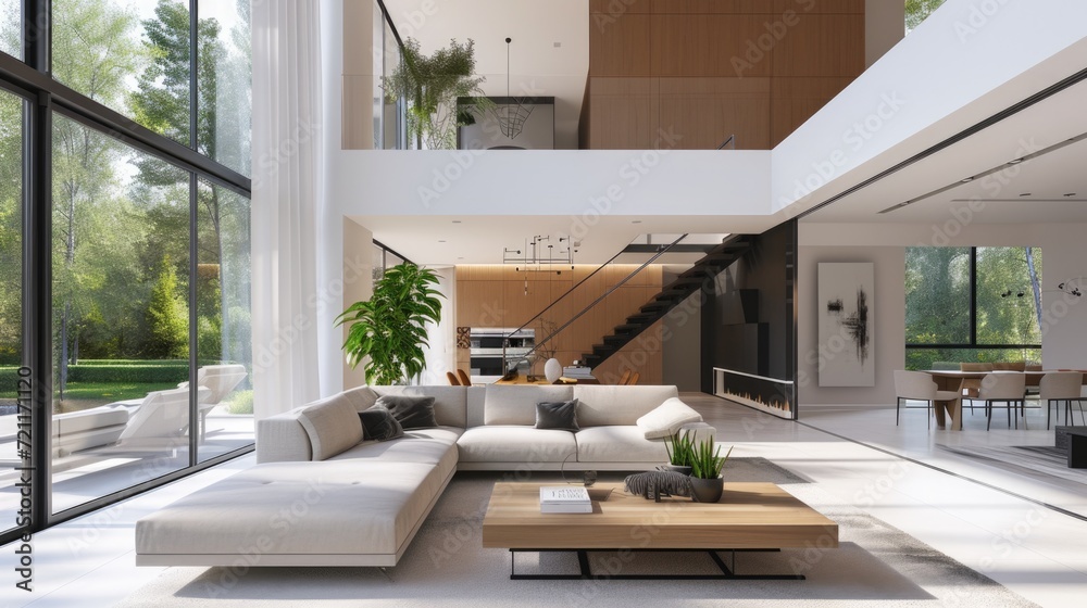 Interior of a modern luxury house with smart automation system - obrazy, fototapety, plakaty 