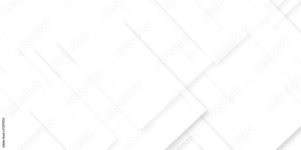 Modern Abstract white background design with layers of textured white transparent material in triangle and squares shapes. White color technology concept geometric line vector background. - obrazy, fototapety, plakaty 
