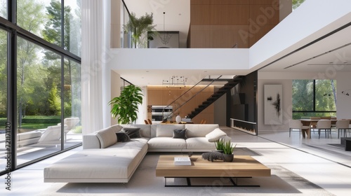 Interior of a modern luxury house with smart automation system