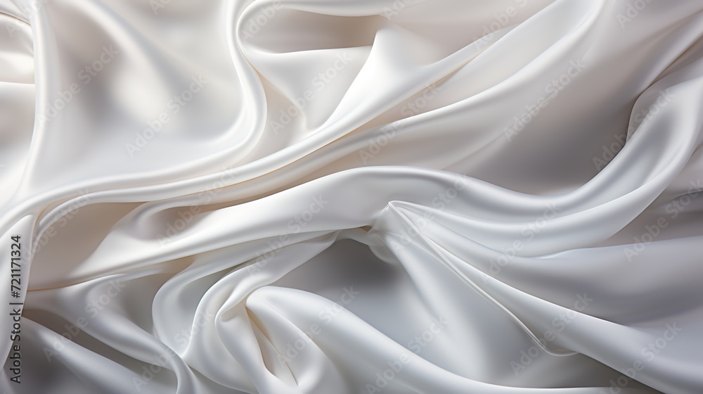 Satin Dreamscape: White Silk Fabric Weave Transforms into a Wallpaper Background, Radiating Softness and Opulence