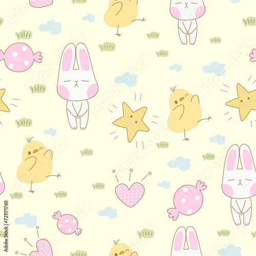 seamless pattern of a bunch of cute animals