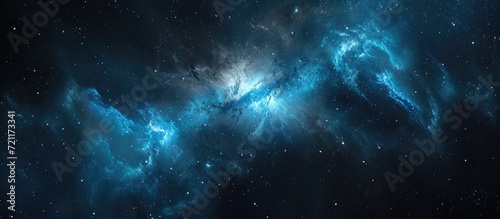 Space-themed 2D artwork with cold nebula against black background.