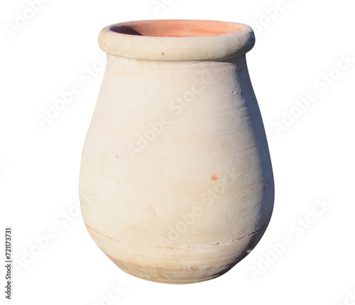 Tunisian clay pot. Isolated with clipping path. © ffolas