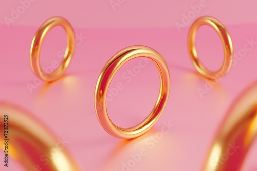 beautiful fluid and flowing gold ring form shapes on pastel background