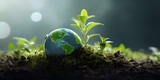  World environment and earth day concept with globe, Crystal globe icon for environment social governance concept. 