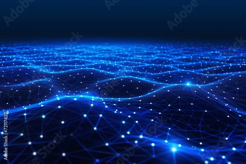 Technological matrix concept dot and line connection on blue background