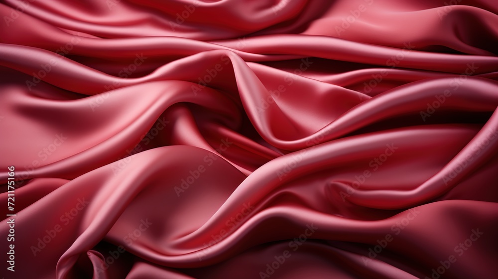 Fototapeta premium Sensual Scarlet Velvet: The Gentle Drape of Red Satin Fabric Creates a Soft and Smooth Wallpaper, Emanating Elegance