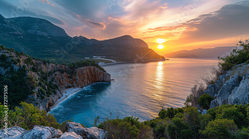 Greece Ionian islands sunset over agitos