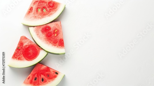 Slices of watermelon on a white background with a minimalist design, space for text