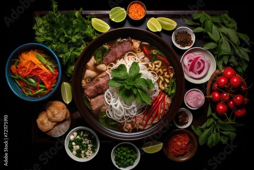 A Vietnamese pho spread. photo