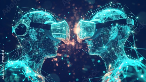 Artificial Intelligence illustration of Virtual Reality Collaboration, background image, generative AI © Hifzhan Graphics