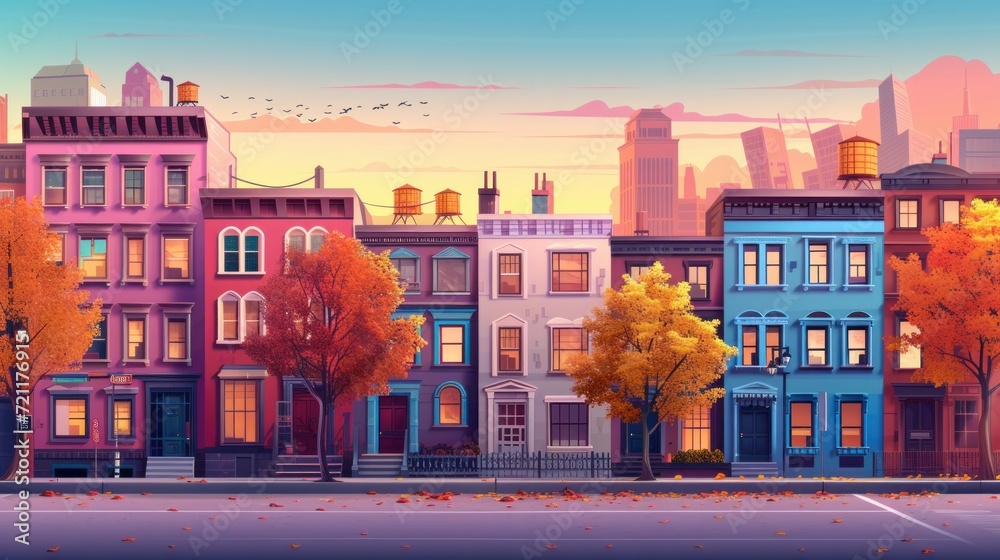 Fototapeta premium city facade buildings empty no people urban street real estate houses exterior