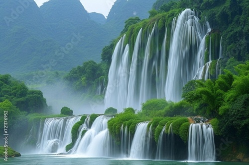 waterfall in the forest.
