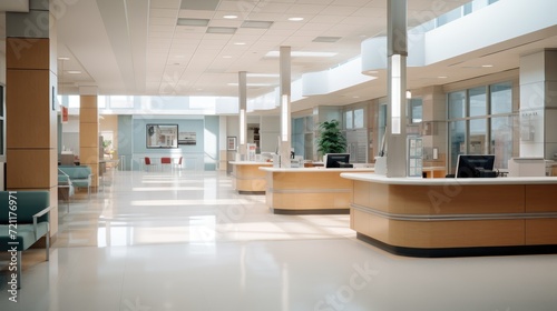 Navigate professionalism! Our medical blur background captures the essence of a customer service counter or office lobby.