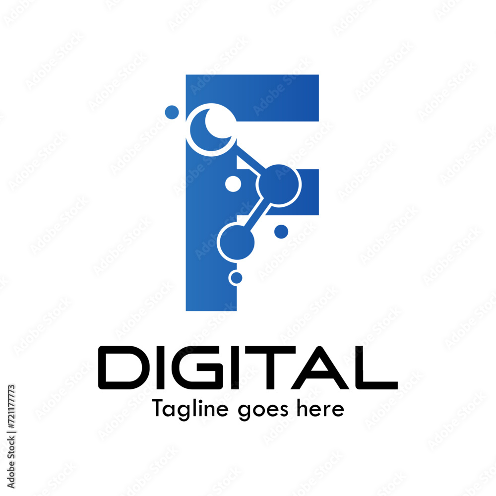 Technology letter logo design template illustration. This is good for technology, science, computer etc. this is f letter 