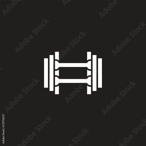 abstract dumbells stripes line logo vector