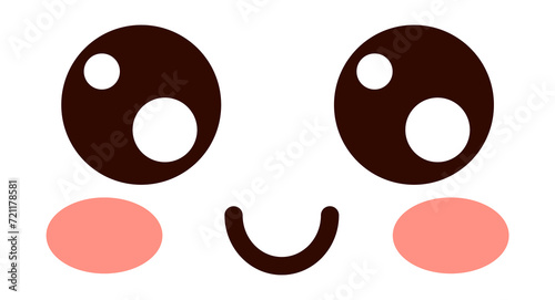 Smiling face in kawaii style. Happy positive expression photo