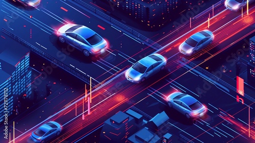 Artificial Intelligence illustration of Autonomous Vehicles, background image, generative AI