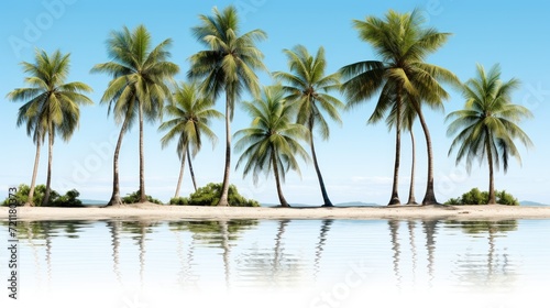 set of coconut and palm trees isolated on white, suitable for print and website use. © pvl0707