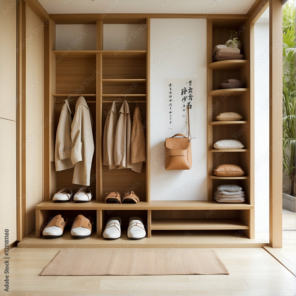 wooden interior with shelves