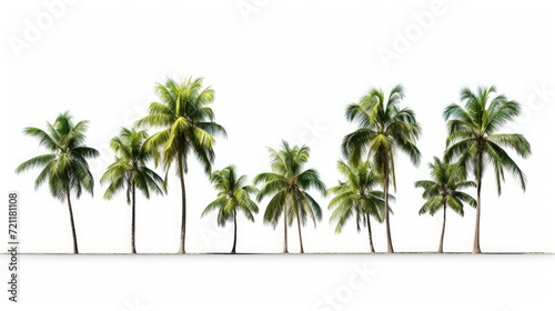 set of coconut and palm trees isolated on white, suitable for print and website use.