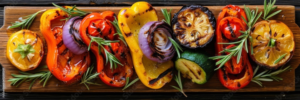 delicious assortment of grilled vegetables sizzling on barbeque, Generative AI