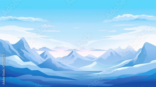 cartoon illustration mountain morning nature blue sky © chesleatsz