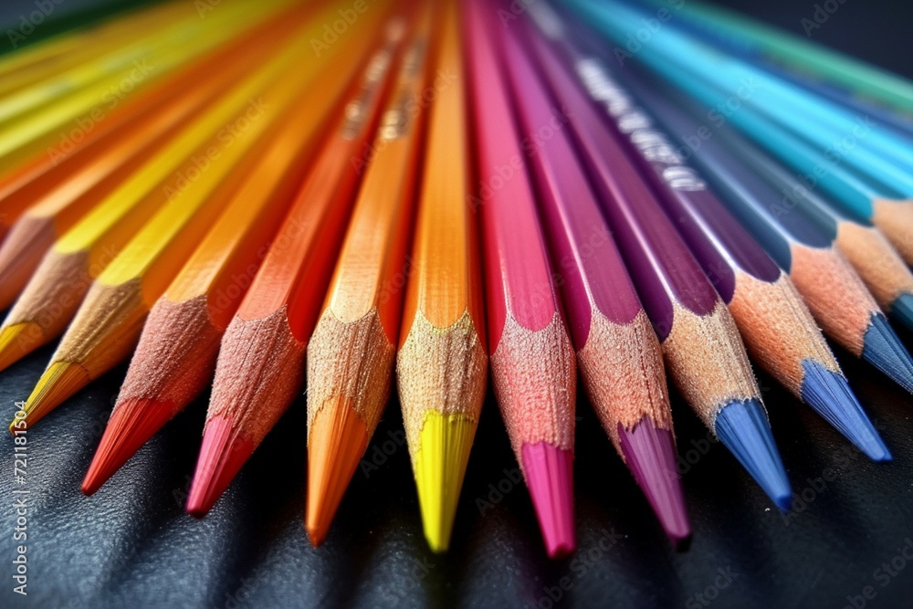 Colorful pencil row spectrum, vibrant diversity Colorful pencil row spectrum, vibrant diversity