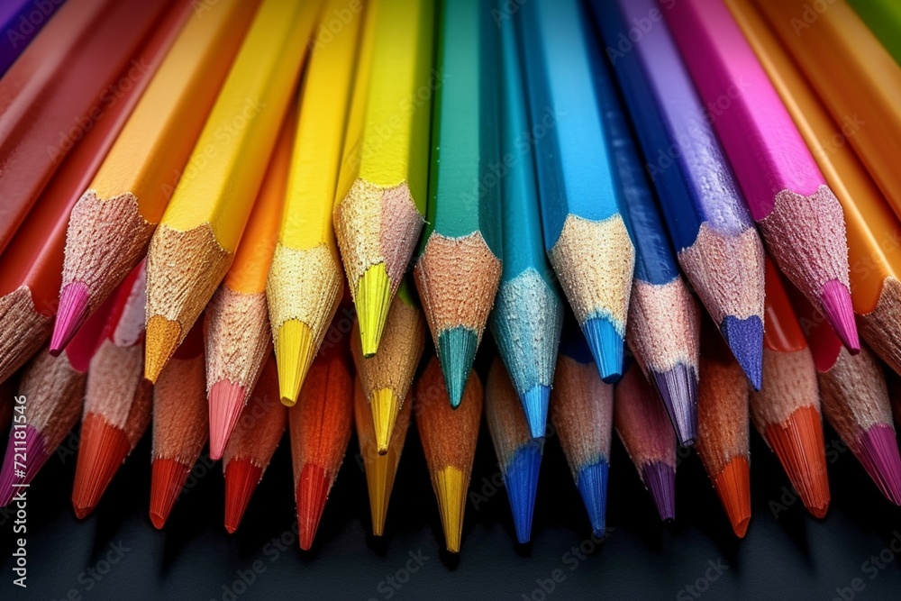 Colorful pencil row spectrum, vibrant diversity Colorful pencil row spectrum, vibrant diversity