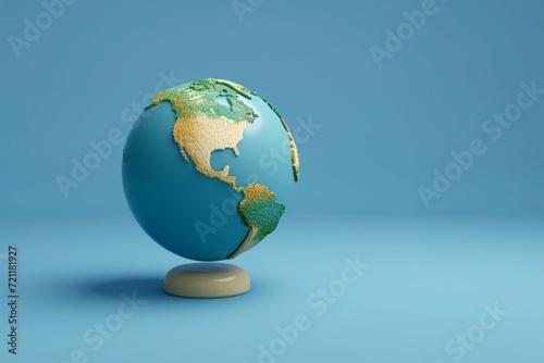 Striking 3D rendering blue background with a captivating globe