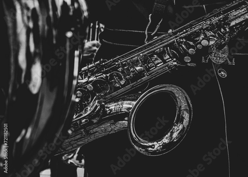 saxophone on black background