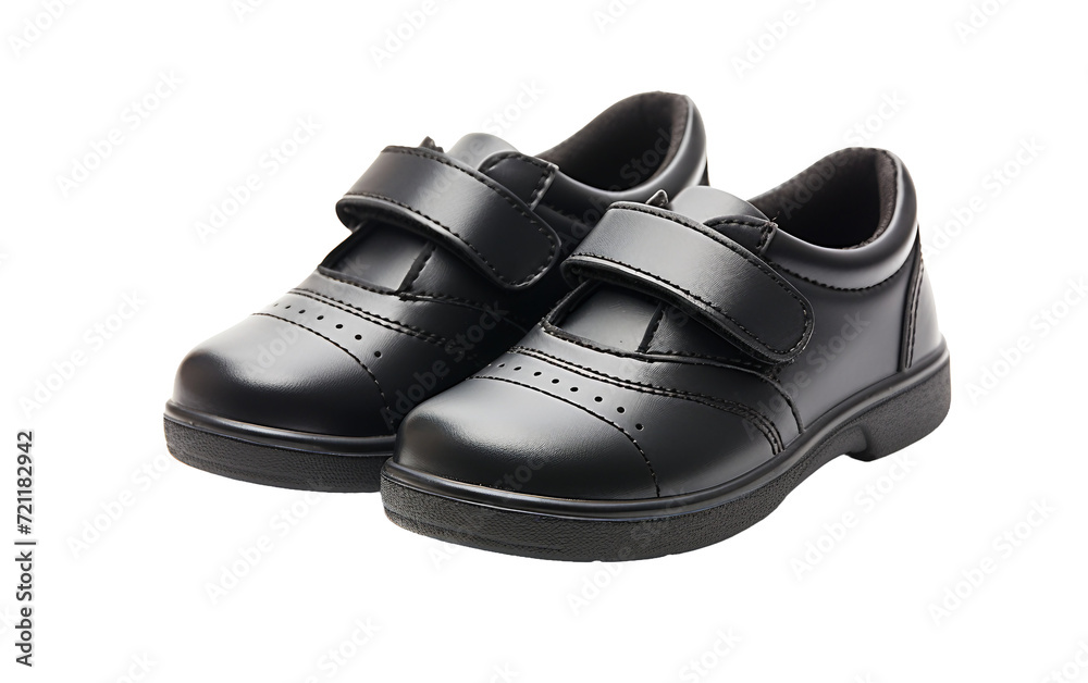Functional School Shoes for Children Emphasizing Velcro Strap Design Isolated on Transparent Background PNG.