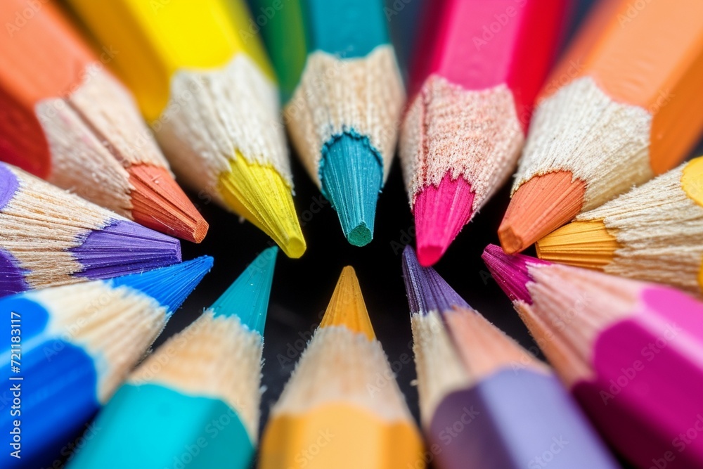 Education and back to school idea close up of color pencils pile Education and back to school idea close up of color pencils pile