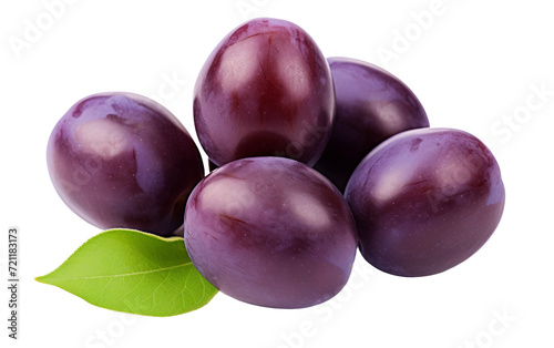 Juicy Purple Plums Emphasizing Their Smooth and Velvety Appearance Isolated on Transparent Background PNG.