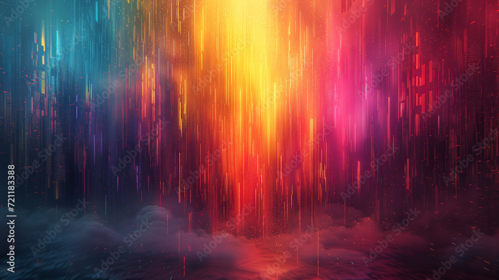 Vibrant Digital Rain Artwork: A Mesmerizing Fusion of Light and Color