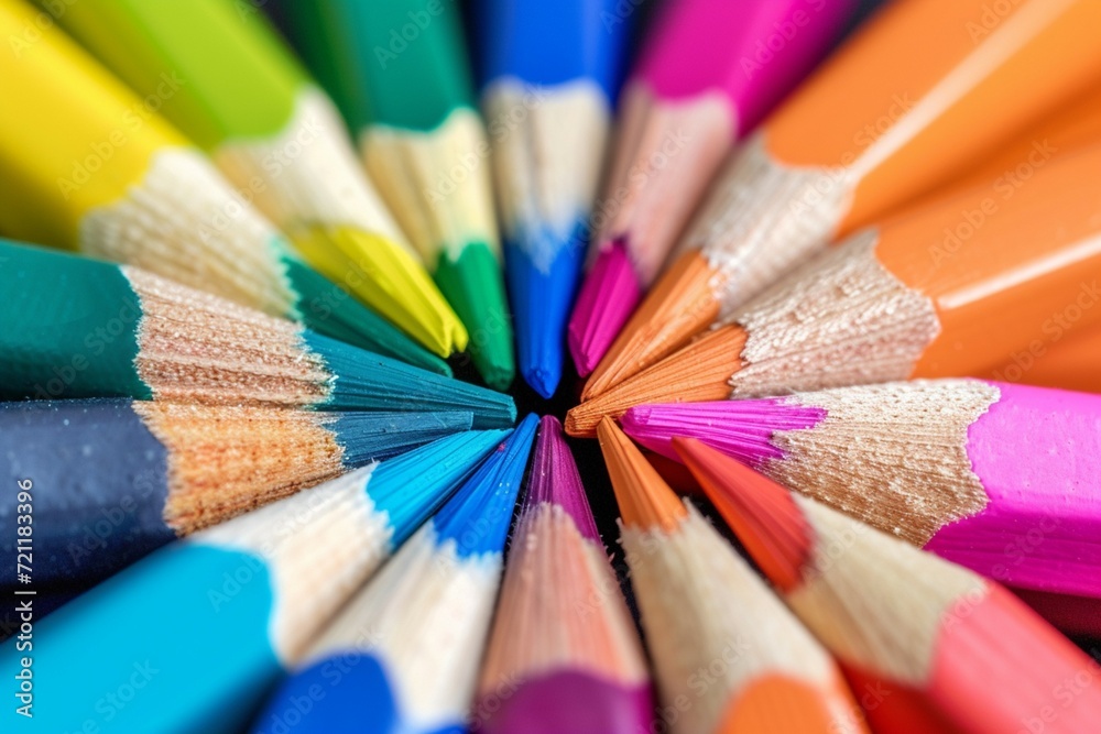 Education and back to school idea close up of color pencils pile Education and back to school idea close up of color pencils pile