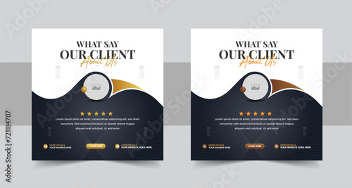 Modern client testimonials or creative customer feedback social media post or web banner template design layout vector