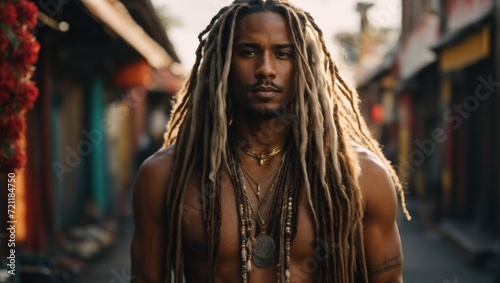 Handsome african american man with dreadlocks