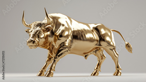 3D rendering golden bull sculpture