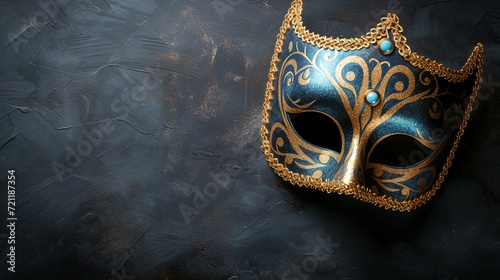 a blue and gold mask
