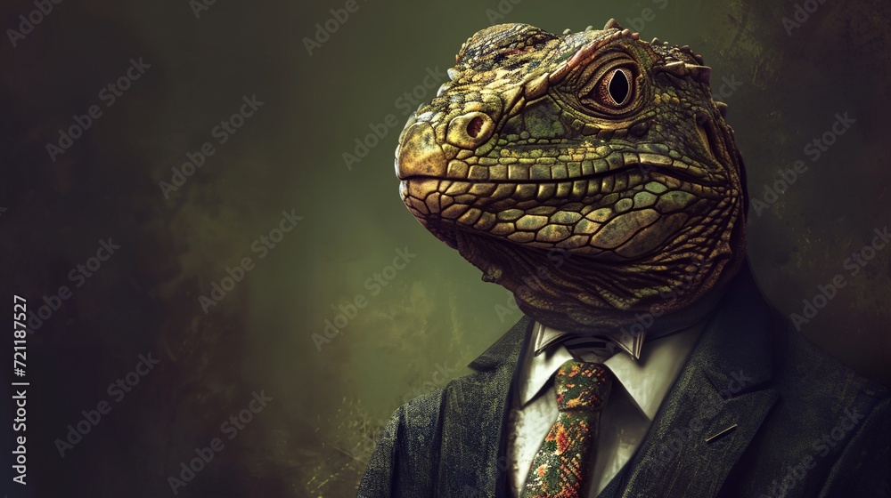 a lizard in a suit and tie