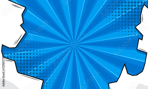 abstract blue comic background with torn paper effect